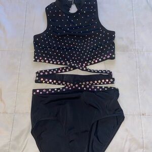 Black Two-Piece Rhinestone Jazz Dance Costume